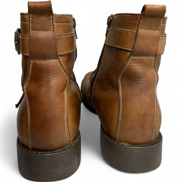 Alfani Brown Leather Square Toe Ankle Harness Biker Motorcycle Boots Men's 11.5 - Picture 8 of 13